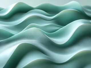 Obraz premium Flowing, undulating waves of turquoise fabric create a smooth and elegant texture