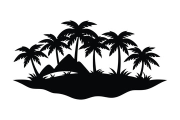a cut tropical islands silhouette vector illustration