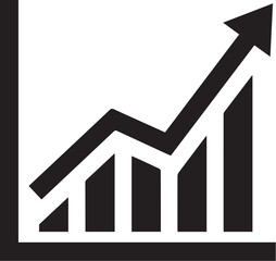 Growth & Profit Increase Icon – Black and White Vector Graph Symbol with White Background for Business, Finance & Data Visualization