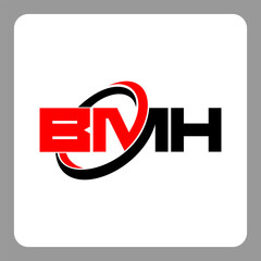 BMH logo. BMH letter. BMH letter logo design. Initials BMH logo linked with circle and uppercase monogram logo. Modern Red and Black Initials Logo for Corporate, BMH typography for technology,
