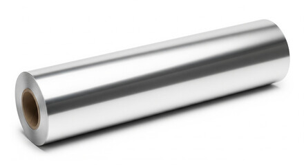 Foil aluminum paper roll isolated on white background