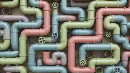 Abstract Pastel Pipes: Intricate Plumbing Pattern Background