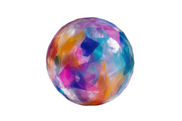 Colorful, translucent sphere with vibrant, swirling patterns