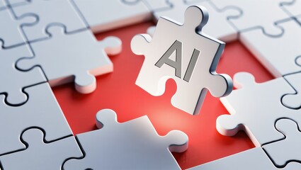 Fototapeta premium Concept of Artificial Intelligence Puzzle Piece Completing a Larger Image in a Creative Design