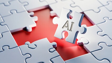 Fototapeta premium Puzzle Piece with AI Text Highlighting Concept of Artificial Intelligence and Technology Integration