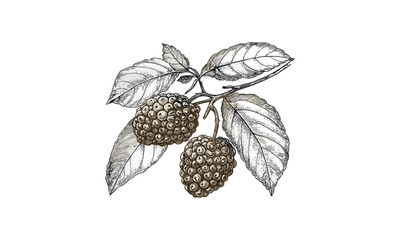 Vintage engraving of bignay fruit, tropical berry sketch, old hand-drawn style, retro botanical artwork, black sketch, trendy decor, exotic fruit illustration, classic print