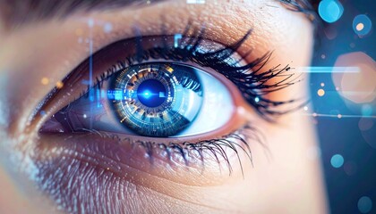 Close-up of an eye with digital overlay