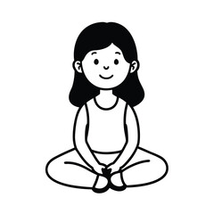 cute cartoon girl sitting cross legged design