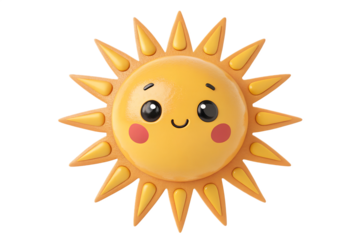 Cheerful sun cartoon with a cute smiling face