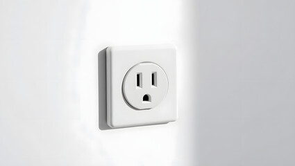 White Electrical Outlet on White Wall Clean Minimalist Design