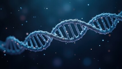 Hélice de ADN humano y un código binario brillante, con delicados e intrincados hilos de luz y oscuridad