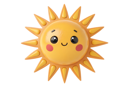 Cheerful sun cartoon with a cute smiling face - Powered by Adobe