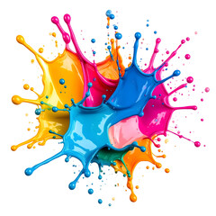 Vibrant Splatter of Multicolored Paint in Dynamic, Artistic Composition.