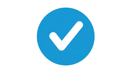 Blue checkmark symbol in circle isolated on a transparent background