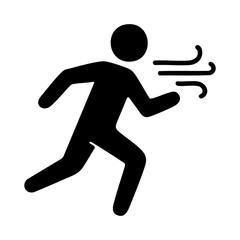 Running figure with breath lines representing movement, energy release and mindful active body