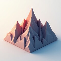 Isometric View of Stylized Geometric Mountain Landscape Design