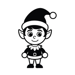 cute christmas elf and deer cartoon illustration