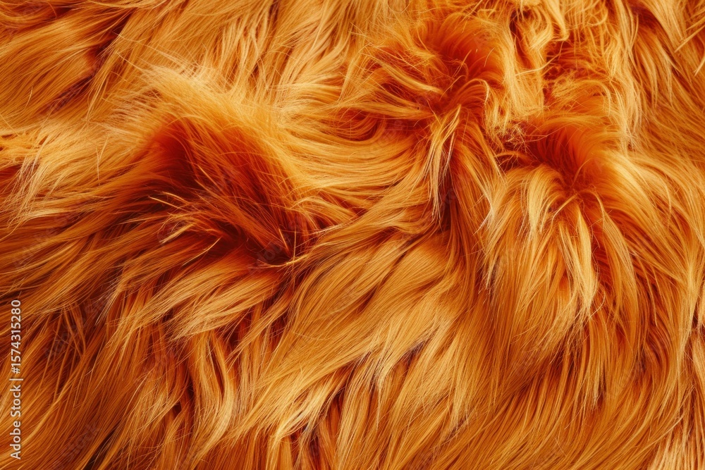 Poster close up view of wavy orange fur creating a textured background with soft lighting