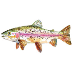 A trout fish illustration on transparent Background