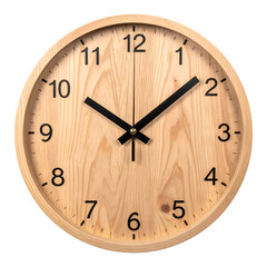 Light Wood Round Wall Clock with Black Hands