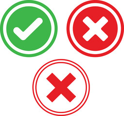 Obraz premium Check mark and cross symbols vector illustration for right and wrong choices and decisions