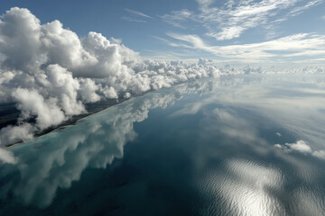 breathtaking aerial shot tranquil surface of ocean showcasing vibrant shades of blue