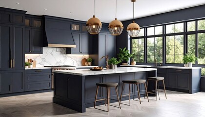 Modern, dark kitchen with island (1)