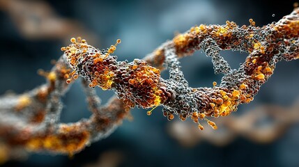 Detailed close-up view of a dna double helix.