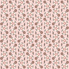 Retro graphic flowers seamless pattern. Summer vector flowers design.