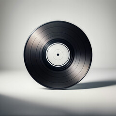 Retro vinyl music record on white background