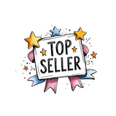 Top Seller & Best Seller Badge Collection, and Premium Styles Bestseller Award Labels & Ribbons – Gold, Black, and Colorful Vector Icons,Premium Quality Seller Badges – Round, generative ai