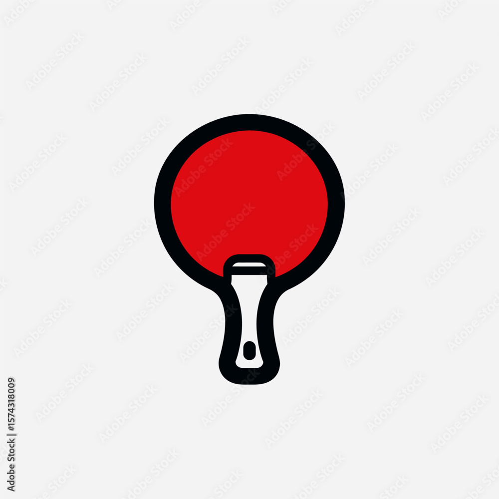 Poster red racket floats isolated minimalist simple illustration