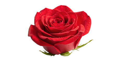 Obraz premium Crimson rose with water droplets isolated on a transparent background