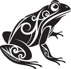 Fototapeta premium Tribal frog black and white illustration vector