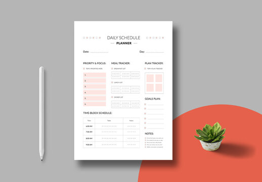 Daily Schedule Planner Template Layout