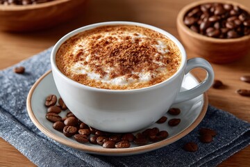 Cappuccino in a white porcelain cup