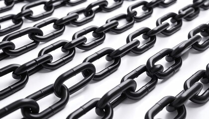 Fototapeta premium Black metal chains arranged in rows