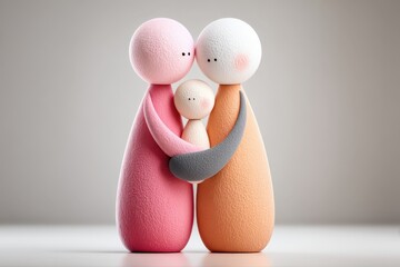 adoption concept showing adult figures holding a child 