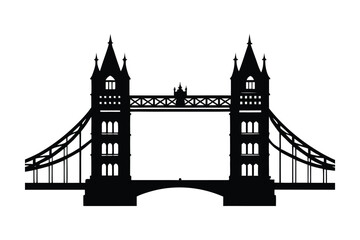 Fototapeta premium A stark black silhouette of Tower Bridge against a pure white background