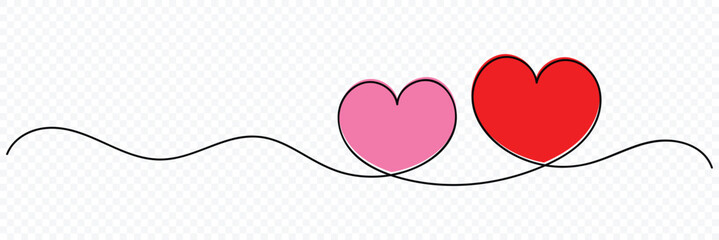 Abstract love symbol. Black outline of a heart made with a single continuous line. Minimalistic Doodle vector. Continuous line art drawing vector illustration