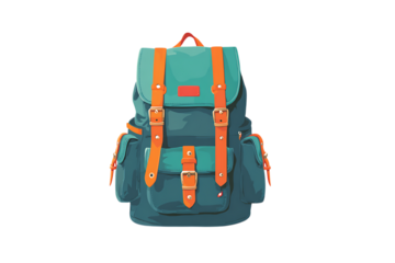 Stylish teal backpack, perfect for travel or school.