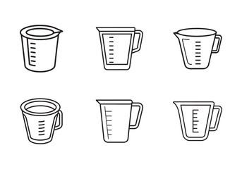 measuring cup icon line art vector illustration