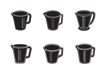 set of measuring cup icon silhouette vector illustration