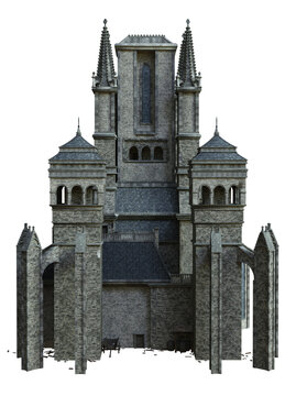3D rendered medieval building with towers - 3D illustration