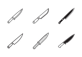 set of knife icon line art  vector illustration