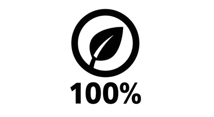 Leaf symbol with percentage isolated on a transparent background
