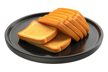 Stacked Toasted Bread Slices on Black Plate – Breakfast Food Illustration