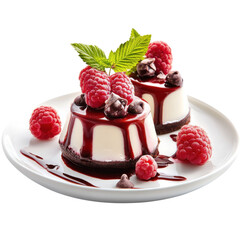 Desserts with raspberries on transparent Background