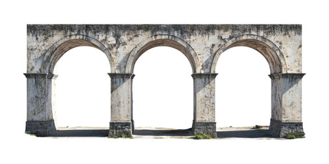 Ancient Stone Arches. Architectural Heritage And Historical Design Elements Isolated On Transparent Background