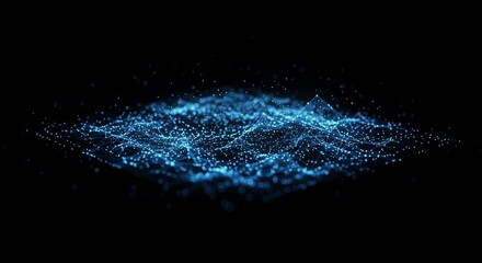 Abstract Blue Particle Waveform Digital Art Background. (AI Generated)
